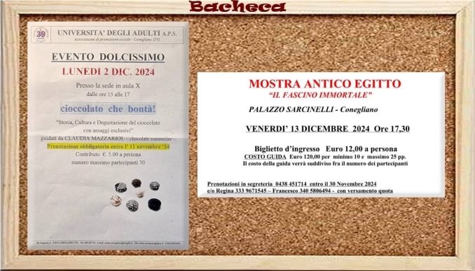 Bacheca Prossimi Eventi - UNIVERSITA' DEGLI ADULTI A.P.S.